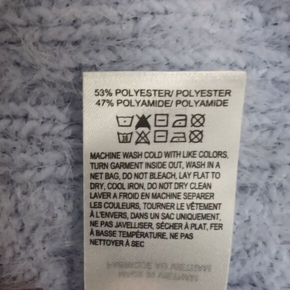 Lucky Brand V-Neck Relaxed Fit Eyelash Sweater softer-than-soft sz S blue cable - Picture 11 of 11